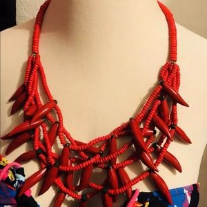 Hot chili peppers red wood necklaces